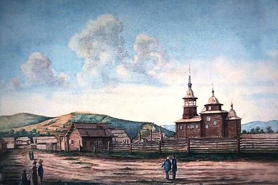 Старо-Читинская церковь. Рисунок декабриста Николая Бестужева.